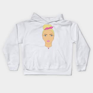 Beautiful stylish cartoon blond woman. Art. Kids Hoodie